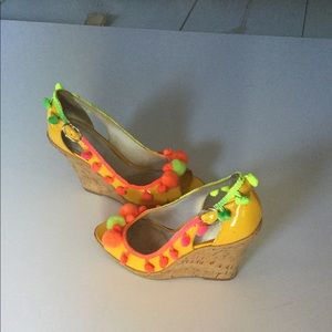 Aldo Wedge Platform Yellow Summer Shoes, Size 6